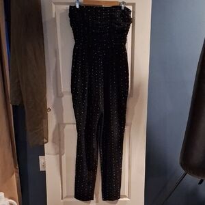 Robert Rodriguez Black Studded Ruched Strapless Jumpsuit 10